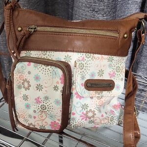Stone Mountain Brown and Cream Floral Crossbody Bag